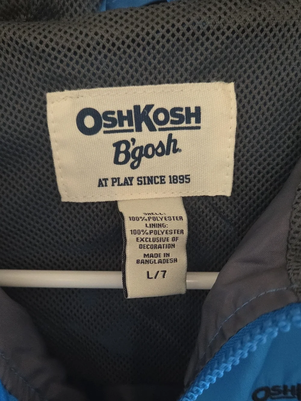 OshKosh B'gosh Boys' Blue Hooded Jacket Sz L